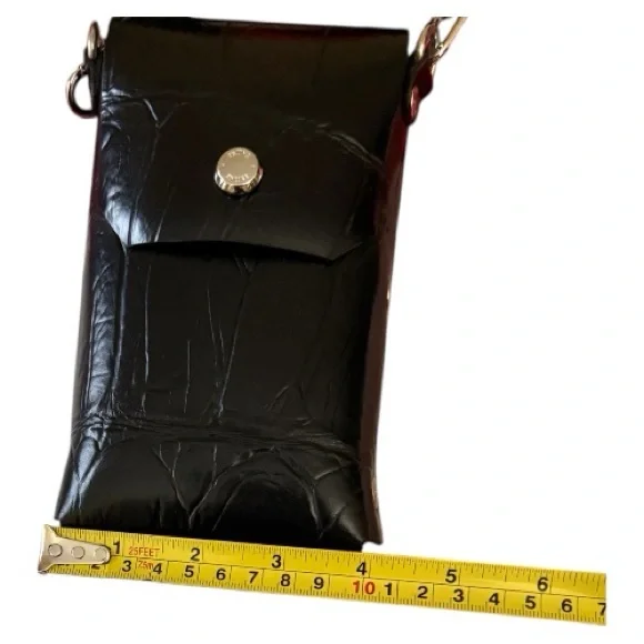 Prune Leather Croc Print Camera Crossbody Phone Bag - Picture 4 of 6